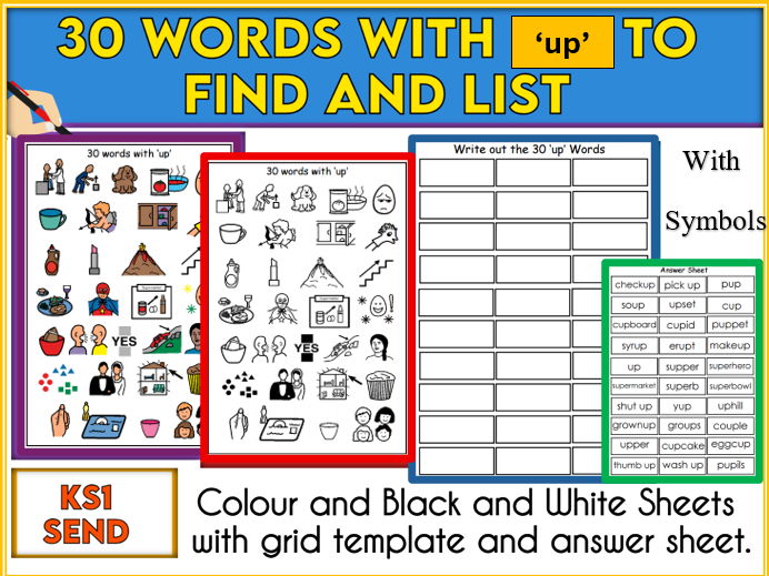 30 Words with 'up' Activity KS1 and SEND