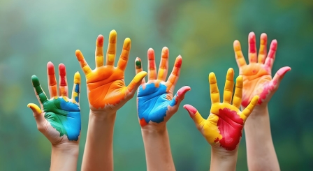 Five hands up
