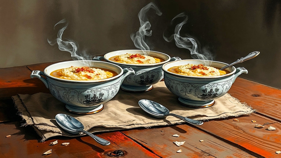 Three bowls of porridge