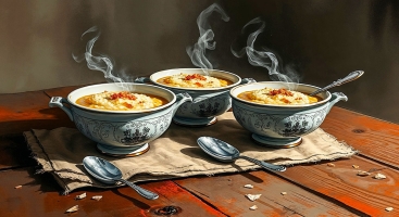 Three bowls of porridge
