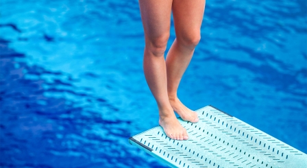 Girl on springboard
