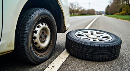 Changing wheel on car