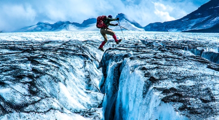 Jumping over ice gap