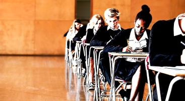 students sitting exams
