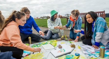 Students studying outside