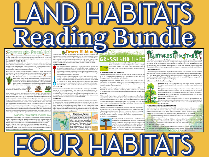 Land Ecosystems Reading Comprehension Pack