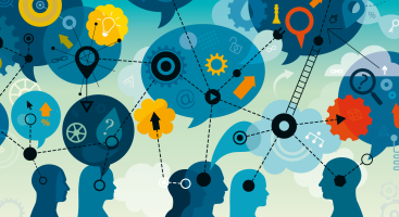 Illustration of figures thinking and sharing ideas