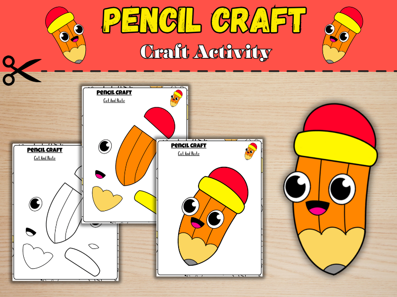 Pencil Craft Activity | Printable | Back to School Cut and Paste | First Week | For Kids